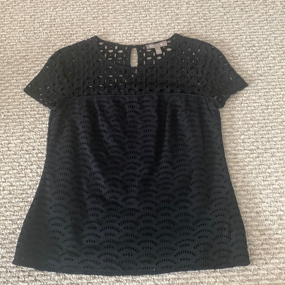 Banana Republic Black Eyelet Top